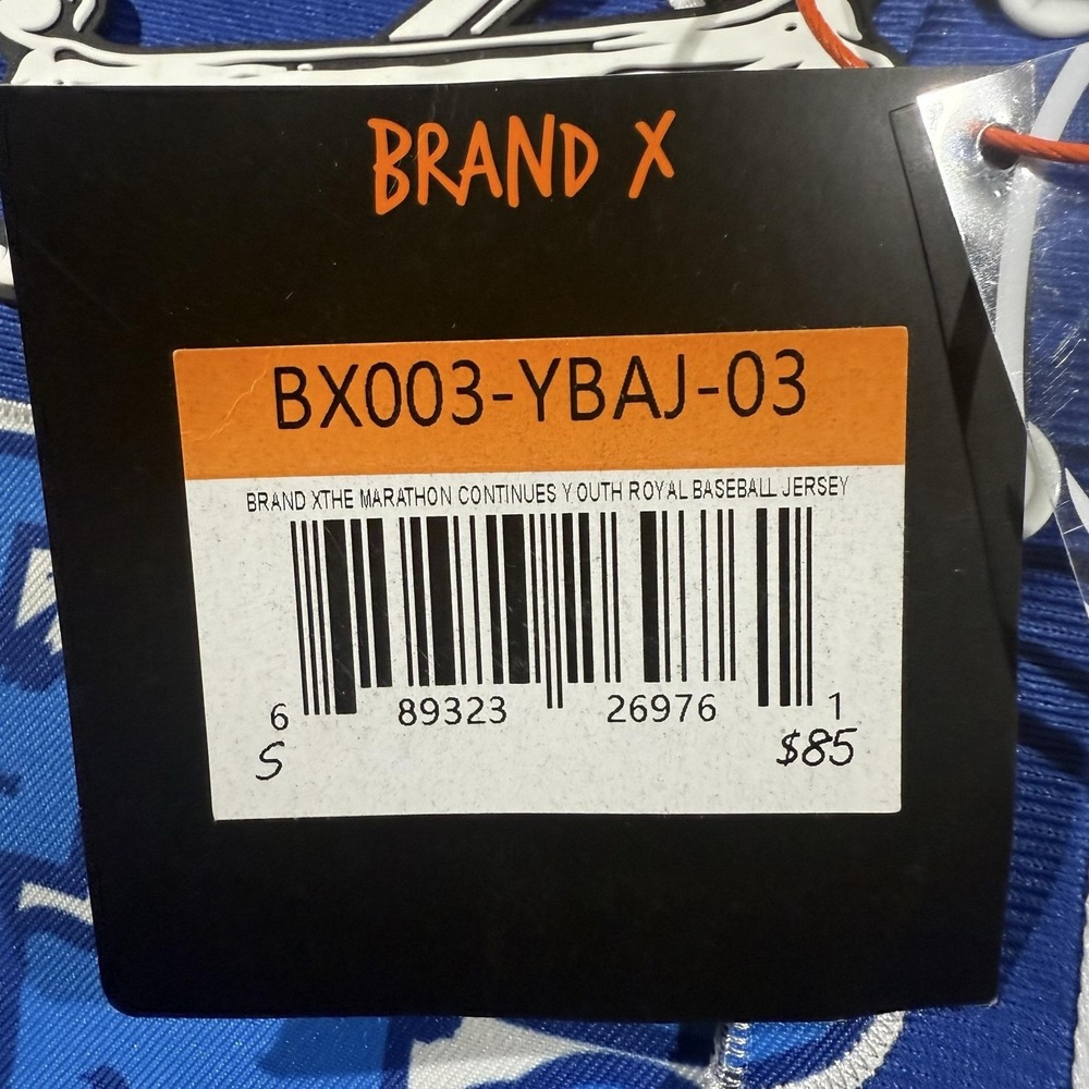 Brand X Shirt Youth Small Blue Los Angeles Baseball Jersey Marathon Continues - Picture 4 of 8